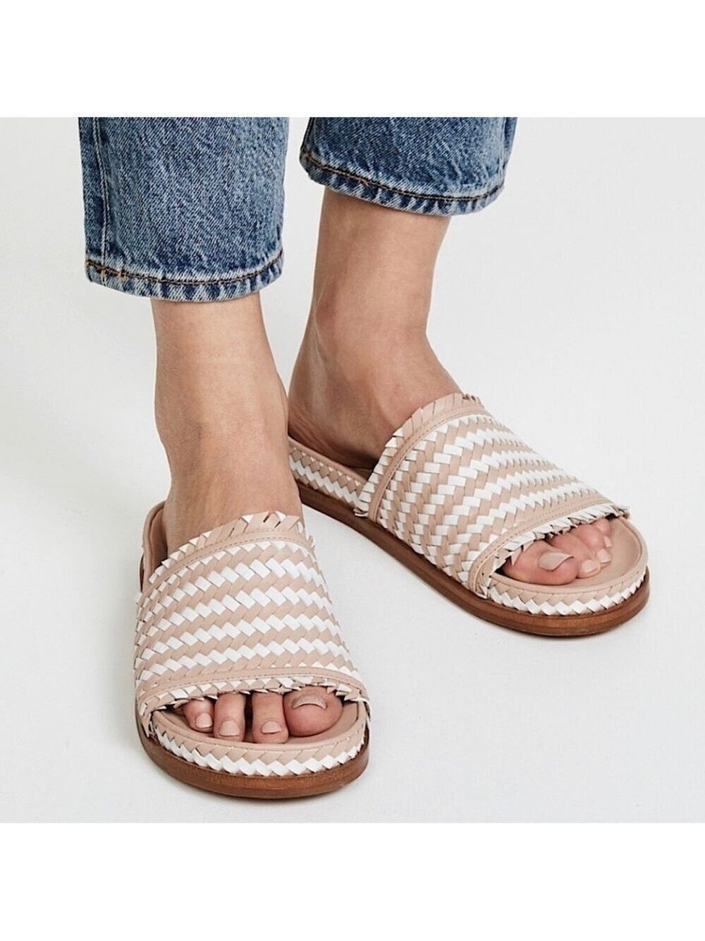 Sigerson Morrison Woven Leather Slide Sandals